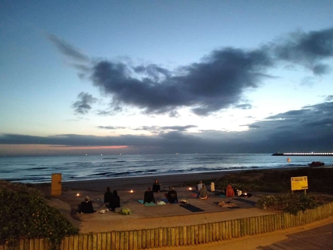 The yoga deck above the beach at sunrise