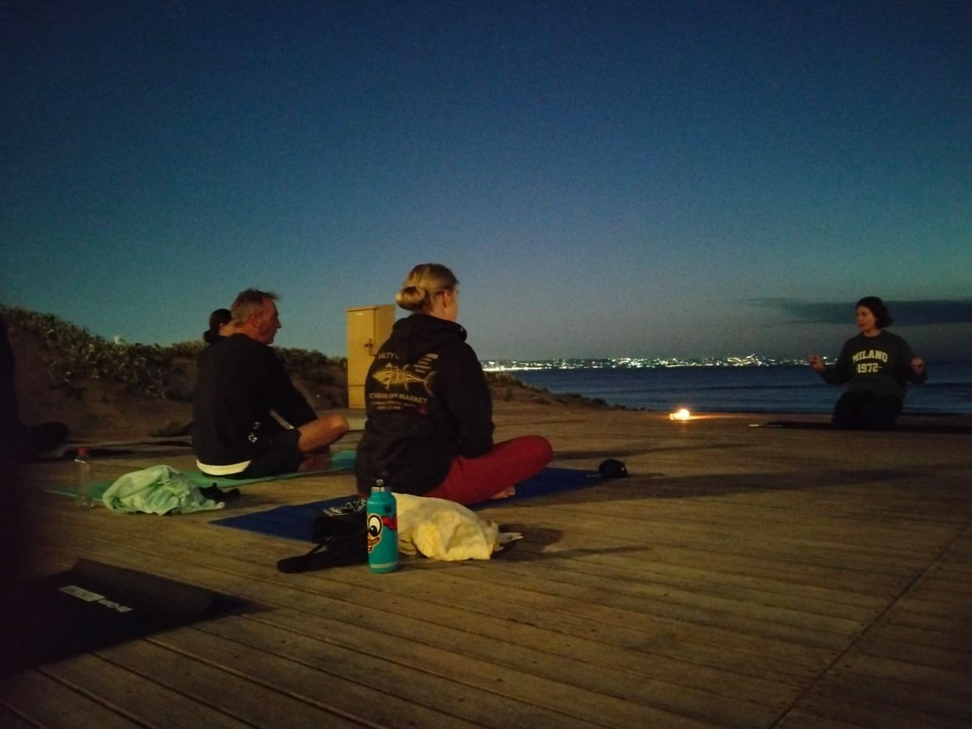 Settling in on the deck before dawn