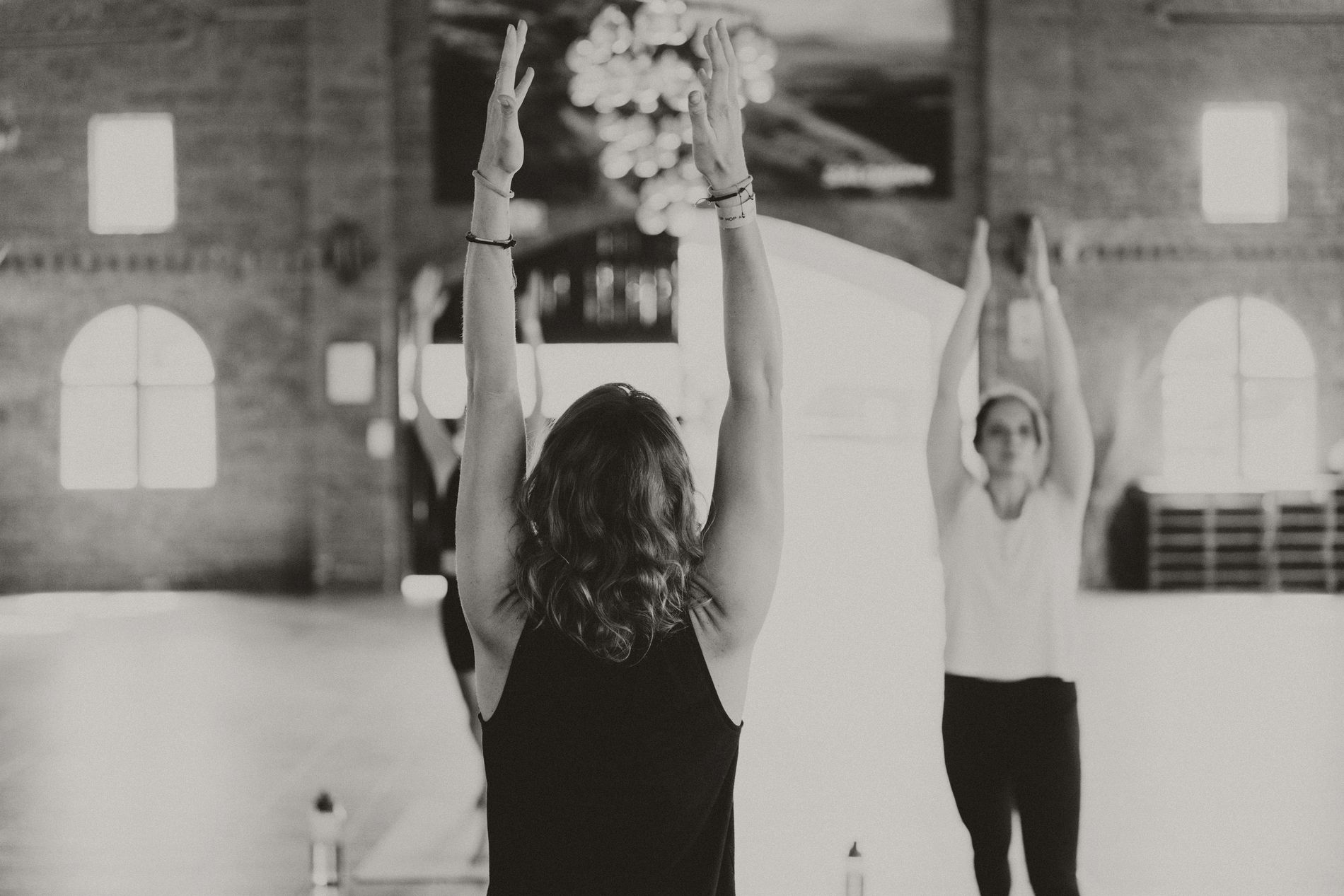Group yoga session for a team